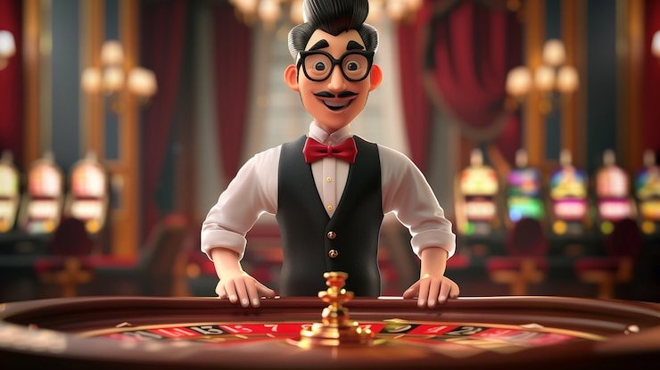 Layar seluler menampilkan meja roulette Captain's Bounty dengan dealer dan statistik pemain